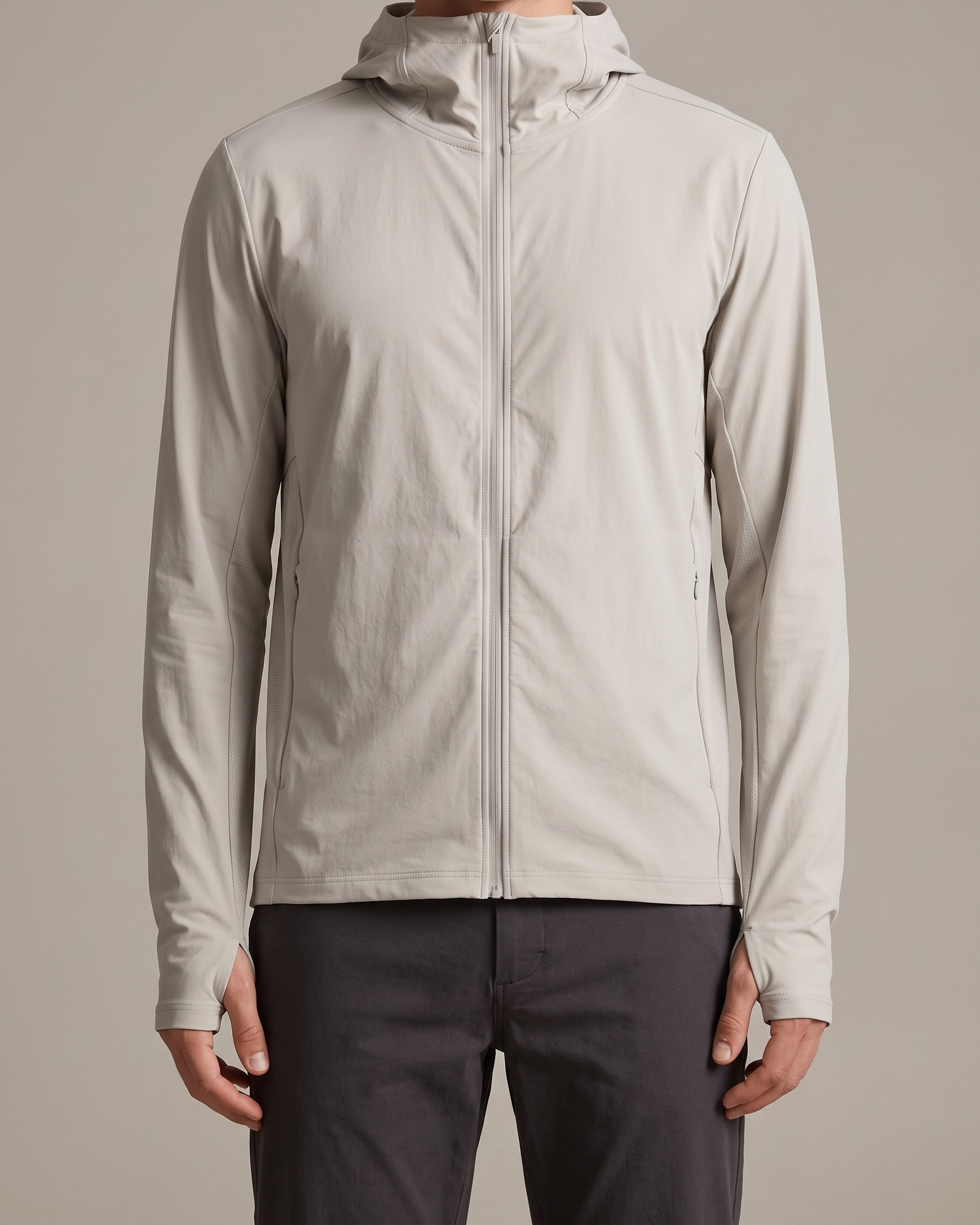 Lightweight jacket sample, on model